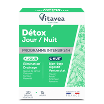 Vitavea Detox Day/Night  detoksikacijai, 30 augalinės kilmės kapsulių