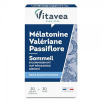 VITAVEA Melatonine Valeriane Passiflore miegui, 30 augalinės kilmės kapsulių