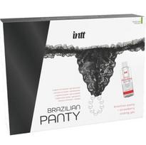 INTT RELEASES - Juodos Braziliškos kelnaitės su perlais ir lubrika