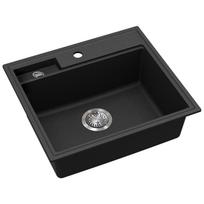 Akmens masės plautuvė HELIKA Quadro SQU100-601W, juodos spalvos