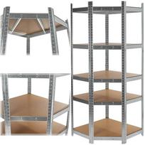 Geko Kampinis lentynas G10875A 180 cm, 40 cm, 70 cm, 175 kg, 5 lentynų, 0.55 mm cinkuotas plienas, 4 mm MDF