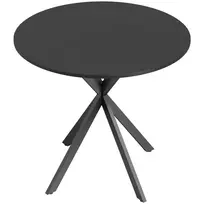 Apvalus virtuvės stalas, 80 cm, kompaktiškas stalviršis, medžio drožlių plokštė, metalas, juodas