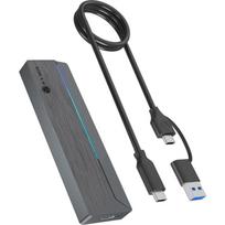Raidsonic ICY BOX IB-1826MCL-CU31, M.2 SATA/NVMe SSD korpusas, USB 3.2 Gen 2 Type-C, 10Gbit/s, RGB, aliuminis, pilka