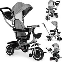 Triratukas-vežimėlis 2-in-1 ECOTOYS, sukioji sėdynė, sudedamas stogelis, pilkas