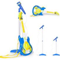 Vaikiškas elektrinės gitaros rinkinys su mikrofonu ir stovu, MP3, mėlynas