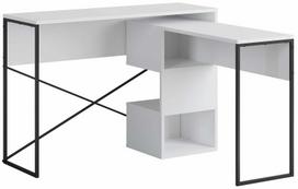 Rašomasis stalas su lentyna Kalune Design Badau 855DTE3864, 102.5 cm x 110 cm, 77 cm, balta sp./juoda sp.