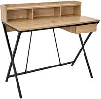 Rašomasis stalas su lentyna Akord Furniture Factory Flexo, 50 cm x 100 cm, 89.5 cm, juoda sp./artisan oak sp.