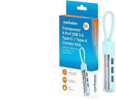 „Manhattan“ 4 prievadų USB koncentratorius 3.2 Gen1 tipo A/C, iki 4 USB-A 3.0 prievadų (181020)