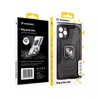 Wozinsky Ring Armor iPhone 14 Pro Max šarvuotas magnetinis dėklas su žiedu, raudonos spalvos
