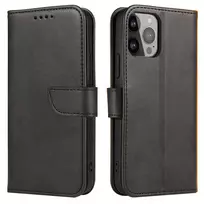 Hurtel Wallet su stoveliu Apple iPhone 15 Pro Magnet – dėklas telefonui juodos spalvos