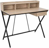 Rašomasis stalas su lentyna Akord Furniture Factory Flexo, 50 cm x 100 cm, 89.5 cm, juoda sp./sonoma ąžuolo sp.