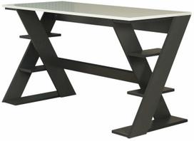Rašomasis stalas su lentyna Kalune Design Lungo 801CMY5424, 60 cm x 140 cm, 73 cm, antracito sp./balta sp.
