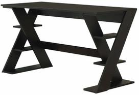 Rašomasis stalas su lentyna Kalune Design Lungo 801CMY5427, 60 cm x 140 cm, 73 cm, juoda sp.
