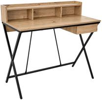 Rašomasis stalas su lentyna Akord Furniture Factory Flexo, 50 cm x 100 cm, 89.5 cm, juoda sp./artisan oak sp.