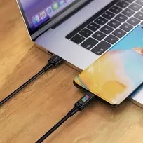 Acefast C7-04 USB-A USB-C 60W 1.2m kabelis su ekranu – juodos spalvos