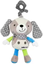 Baby Mix pliušinis žaislas su žaislų mašina ir segtuku Baby Mix šuo smėlio spalvos