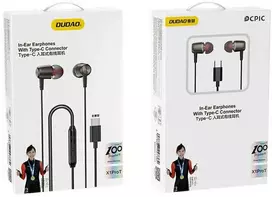 Dudao X1PROT į ausis įkišamos laidinės USB-C ausinės 1.2 m – juodos spalvos
