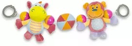 Baby Mix pliušinis vežimėlio barškutis su begemotu ir beždžione