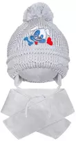Žieminė kūdikio kepurė su skarele New Baby doggy pilka, dydis 104 (3-4 mėn.)