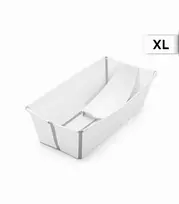 Stokke Flexi Bath - X-Large sulankstoma kūdikio vonelė, komplektas su įdėklu | Balta Pilka