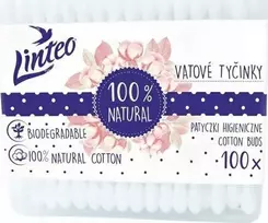 Popieriniai vatos pagaliukai Linteo, 100% natūralūs, 100 vnt. dėžutėje