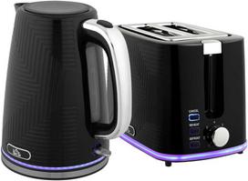 Skrudintuvas HOMCOM virdulio ir skrudintuvo rinkinys, 2200W, Otter termostatas, 2 skrudintuvų angos, 7 rudumo lygiai, dėklas trupiniams, juodas