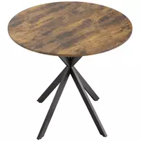 Apvalus virtuvės stalas, 80 cm, kompaktiškas stalviršis, drožlių plokštė, metalas, rustikalinė ruda
