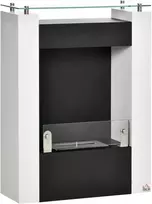 HOMCOM Etanolio židinys Bio etanolio degiklis 2000W 1,5L 3 val. degimo trukmė Laisvai pastatomas, pagamintas iš plieno, nerūdijančio plieno, grūdinto stiklo, baltos ir juodos spalvos 60x20x79cm