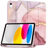 Dėklas knygutė iPad 11 - 2025 11", iPad 10 - 2022 10.9" - Šviesiai rožinis-Marmuras
