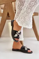 Lewski Shoes Natūralios odos juodos šlepetės