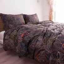 Saules Patalyne PREMIUM mako satino patalynė AUKSO RAŠTAI NAKTYJE (violetinė), 3 dalių, 200x220 cm