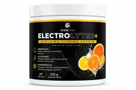 SVEIKVITA ELECTROLYTES+ Apelsinų ir citrinų skonio maisto papildas, 225 g