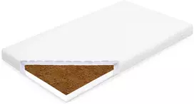 Vaikiškas čiužinys New Baby STANDARD 120x60x7 cm baltas, putų poliuretano ir kokoso pluošto
