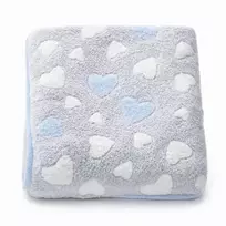 Kūdikio antklodė New Baby 80x90 cm mėlyna su širdelės raštu
