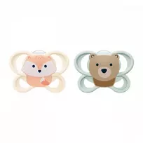 NUK MommyFeel čiulptukas Perfect Match Air FOX/BEAR 0-2 mėn., 2 vnt. dėžutėje