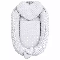 Prabangus pilkos spalvos Minky Heart lizdelis su pagalve ir antklode New Baby