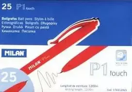 Raudonas rašiklis P1 rubber touch 25 vnt. Milan