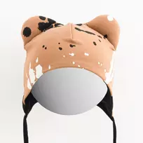 Kūdikių medvilninė kepurė su ausytėmis New Baby Paw garstyčių spalvos, dydis 56 (0-3 mėn.)