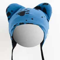 Kūdikių medvilninė kepurė su ausytėmis New Baby Paw mėlyna, dydis 68 (4-6 mėn.)