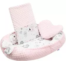 Prabangus New Baby Minky Rožinė lizdelis su pagalve ir antklode