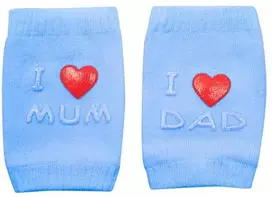 New Baby kūdikio kelių apsaugos su ABS „I Love Mum and Dad“, mėlynos spalvos