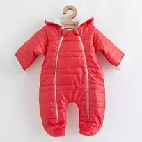 New Baby Pumi raudonųjų aviečių žieminis kombinezonas kūdikiams su gobtuvu ir ausytėmis, dydis 68 (4-6 mėn.)