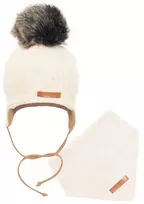 Rudeninė kūdikio kepurė su kaklo skarele New Baby Special One smėlio spalvos, dydis 68 (4-6 mėn.)