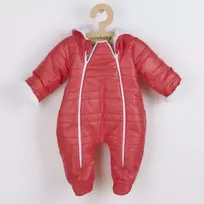 New Baby Pumi raudonųjų aviečių žieminis kombinezonas kūdikiams su gobtuvu ir ausytėmis, dydis 56 (0-3 mėn.)