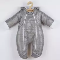 New Baby Pumi pilkas žieminis kombinezonas kūdikiams su gobtuvu ir ausytėmis, dydis 68 (4-6 mėn.)