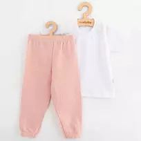 New Baby Kindergarten rožinis kūdikių medvilninių marškinėlių ir muslino kelnių rinkinys