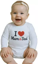 Spausdintas bodis New Baby I Love Mum and Dad, dydis 56 (0-3 mėn.)