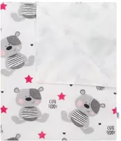 New Baby rožinis vandeniui atsparus flanelinis įklotas su mielu meškiuku