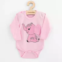 New Baby Happy Elephant rožinis kūdikio bodis su ilgomis rankovėmis