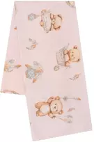 Flaneliniai vystyklai su raštu New Baby rožinis meškiukas